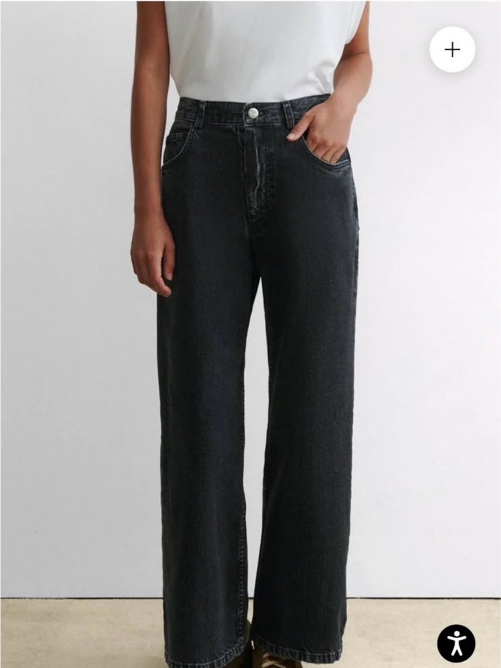 Rachel Comey Black Wide-Leg High-Rise Jeans
